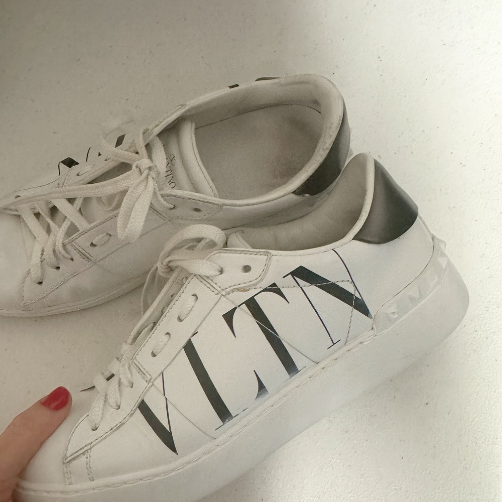 Valentino White Sneakers with Black Accents